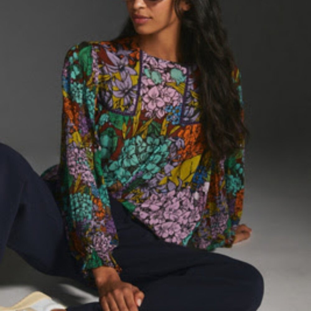 Anthropologic Bl^nk Miranda Peasant Blouse EUC L